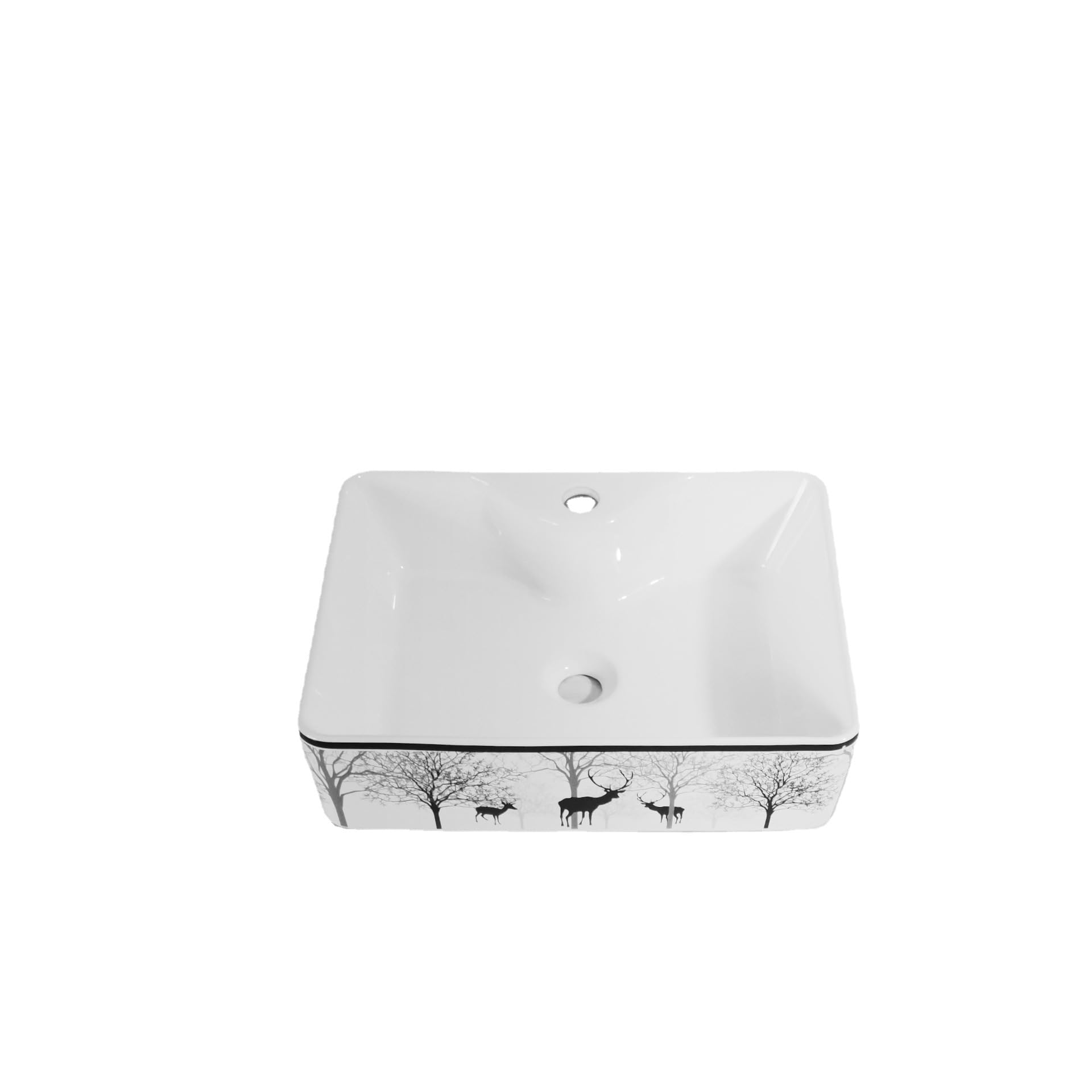 HPTHLY Bathoom Sink Bathroom Vessel Sink Ceramic Wash Basin With Faucet Hole Square Round Washbasin Vanity Sink Bathroom Vessel Sinks (Size_Name-490X370X135Mm)
