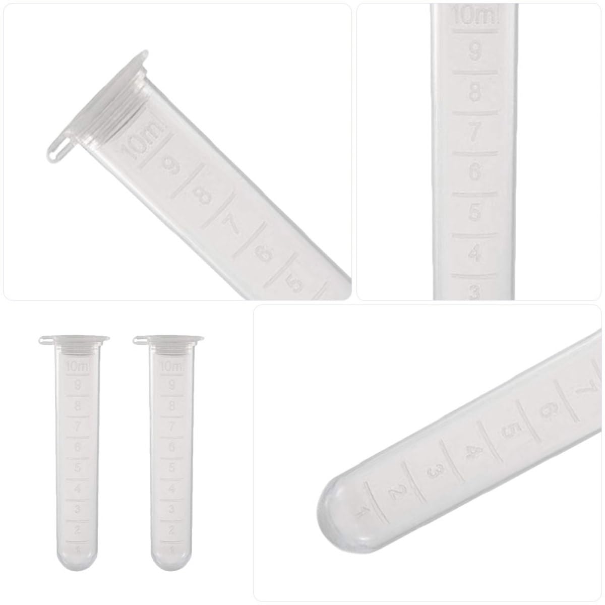 Healvian 200 Provette Centrifuga in Plastica 10ml Tappi a Tenuta in Sughero, Trasparenza Ultra Alta, Fondo Rotondo per Campioni e Coloranti Alimentari