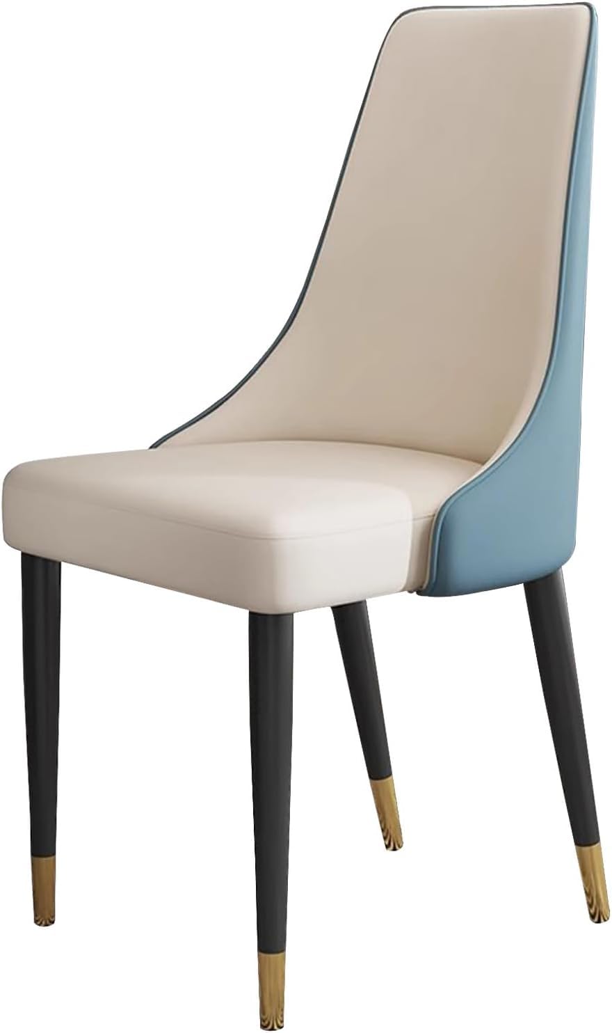 Chaise de salle à manger lot de 2 dossier haut design bleu blanc table cuisine pieds métal