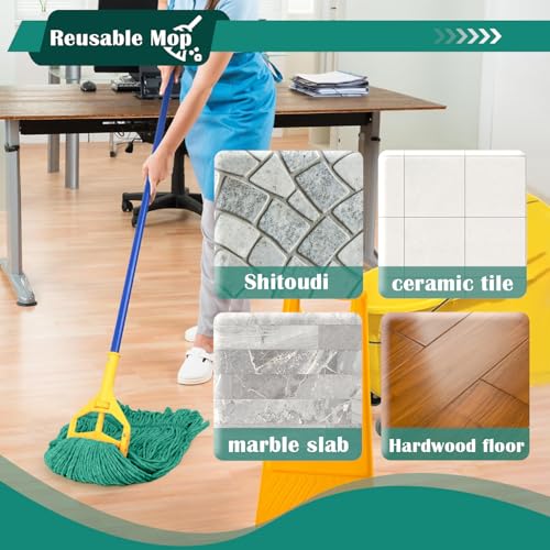Image of Heavy Duty Wet Industrial Cleaning Mop Head - 21 oz Green mop Head Replacement Cotton Washable Industrial mop Heads Heavy Duty for Commercial & Home Cleaning(Green)