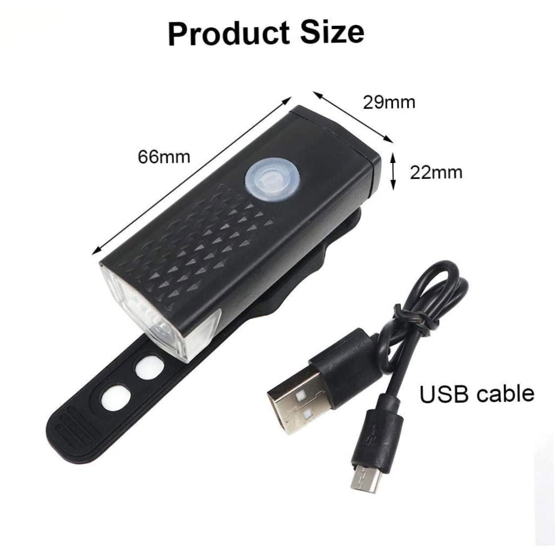 Luce Anteriore in Bicicletta, Faro Bici da Bici 300 lumens Faro Bici Ricaricabile USB con 3 modalità Bianca da Fuoco in Bicicletta Bianca