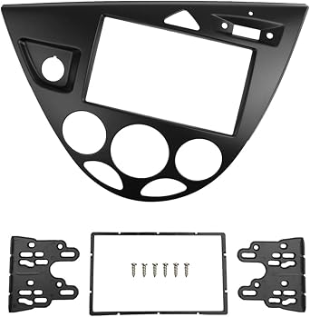Apply Double 2 Din Stereo Panel Compatible for Ford Focus Fiesta Fascia Radio DVD Frame CD Bezel Refitting Installation Trim KitLHD Black