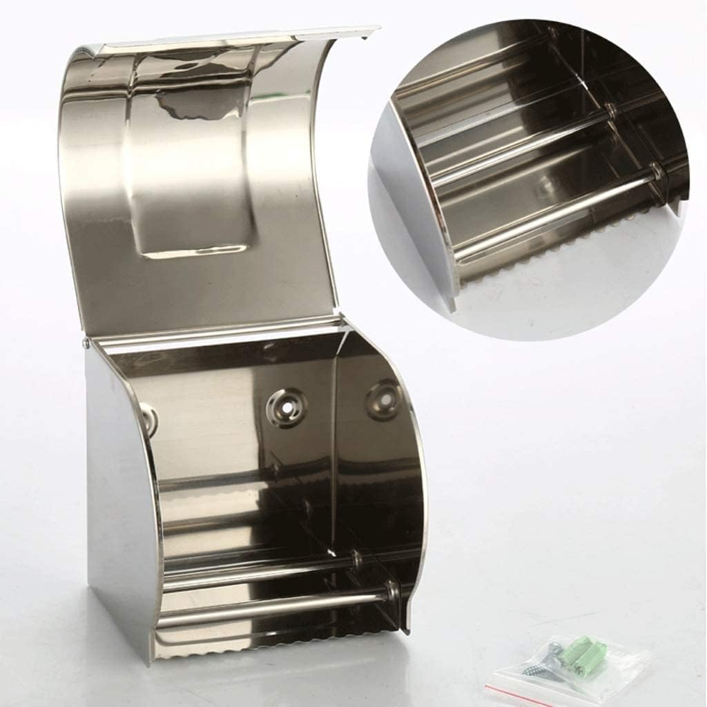 Toilet Paper Holder Stainless Steel Toilet Paper Holder，Multifunctional Wall Mounted Simple Tissue Box，Space Saving and Easy to Install，Chrome Decor