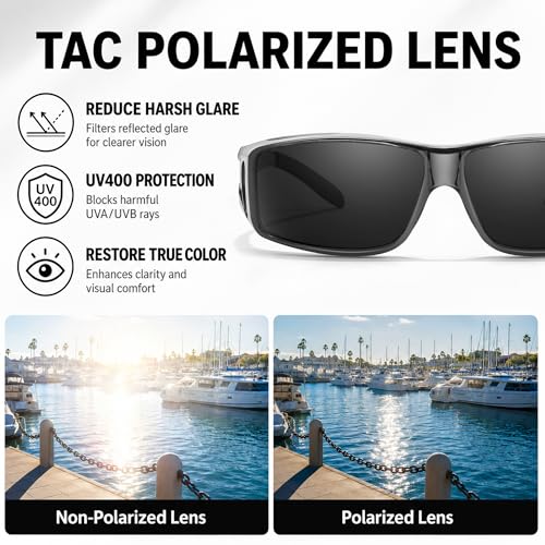 Image of VIEWBETTER Polarized Fit Over Glasses Sunglasses for Men Wrap Around Shades UV Protection Wear Over Eyeglasses SG0312