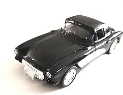 Miniatura de Carro Antigo Corvette 1957 Escala 1:34 Coleção com Portas que Abrem,com Sistema de Fricção (Preto)