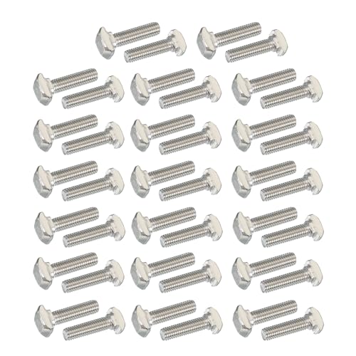 PATIKIL M5 x 16 mm Thread T-Slot Bolts, 40 Pcs Drop-in Bolt Hammer Head T-Bolt Standard 6 mm Sliding Screw Stud for 20 Series Aluminum Extrusion Profile, Silver
