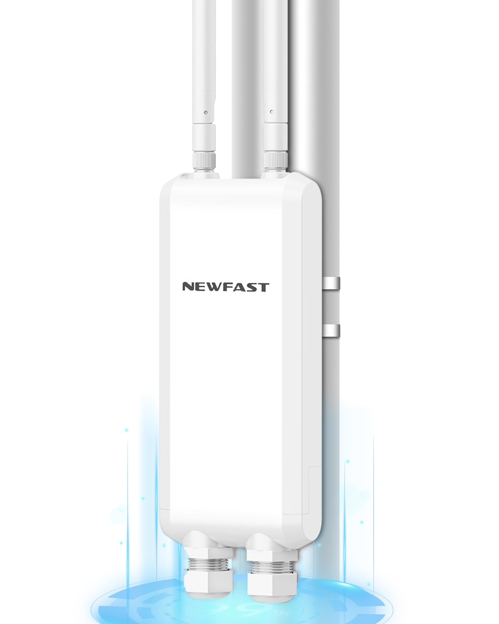 NEWFAST 1200Mbps Repetidor WiFi Exterior para Larga Distancia, 5.8Ghz/2.4Ghz, IP66 Impermeable Amplificador WiFi Exterior Doble Banda, Soporte PoE, WPA2, Punto de Acceso Exterior