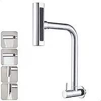 Torneira Gourmet Inox 4 Jatos Cozinha SOFTINOX – Giratória 360°, Instalação em Bancada/Parede, Diversas Cores, 1/4 de Volta, Funções (Cascata, Chuveirinho, Spray e Concentrado) (Parede, Cromada)