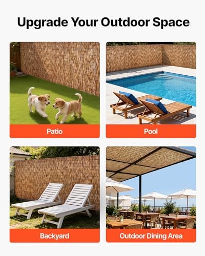 VEVOR Natural Reed Fencing, 4 ft x 16.4 ft, 3 Pack Decorative Natural Reed Fencing Roll, Decorative Fence for Backyard Divider, Privacy Screen Panel Curtain for Balcony Patio Garden Backyard Outdoor - 5