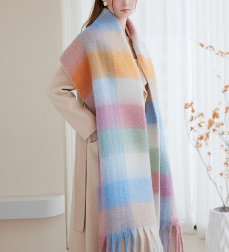 Chunky Scarf for Women Winter Plaid Thick Warm Long Shawl Wraps Cold Weather Big Christmas Fashion Blanket Scarves - Image 2