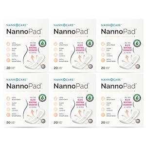 Super – Certified Organic Cotton – Naturally Relieve Your Discomfort – No Fragrances, Chemicals or Dyes – Odor-Control and Breathable 6 Pack (120 Pads) Nannocare