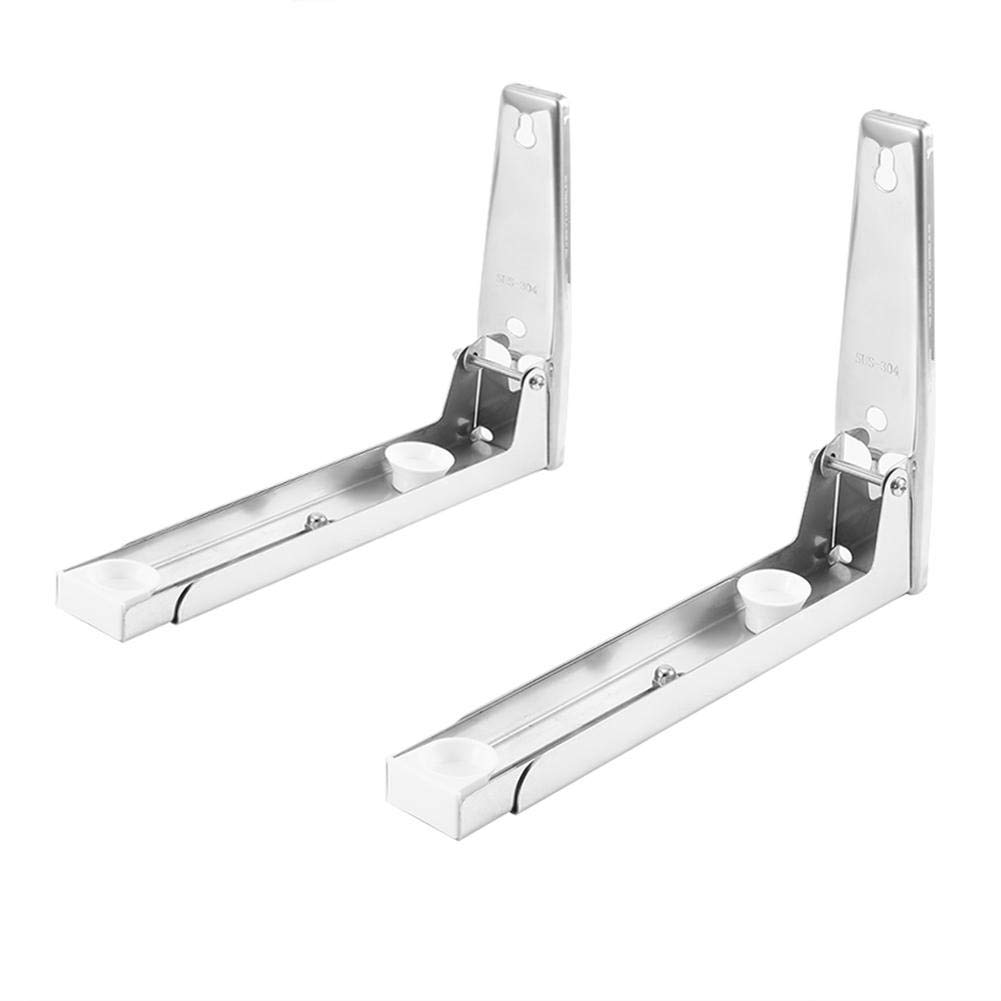 TOPINCN Telescopic Microwave Stand Rack Household 304 Stainless Steel Folding Wall-Mounted Oven Holder Bracket Storage Shelf