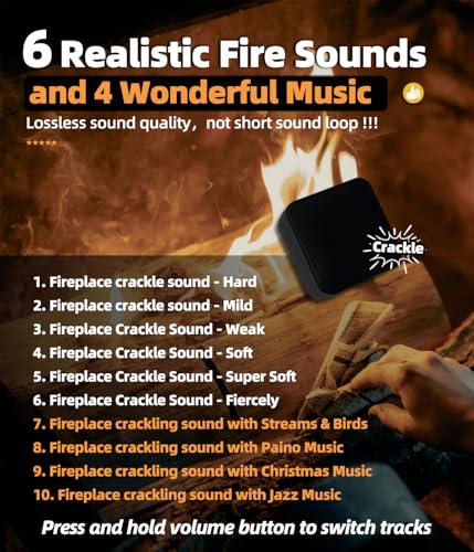 Image of MSELTOS Fireplace Crackler Sound Box for Electric Fireplace, 2 in 1 Realistic Rechargeable Fire Crackling Sound Machine for Gas Fireplace, Fire Crackler Sound System, 3H Timer, Fire Noise
