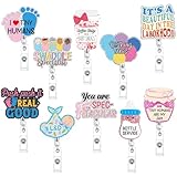 Riceshoot 10 Pcs Funny Labor and Delivery Nurse Badge Reels Cute Glitter Nicu Obstetrics Retractable Badge Reel Holder with Alligator Clip Gift for Rn Teacher Doctor(Fresh)