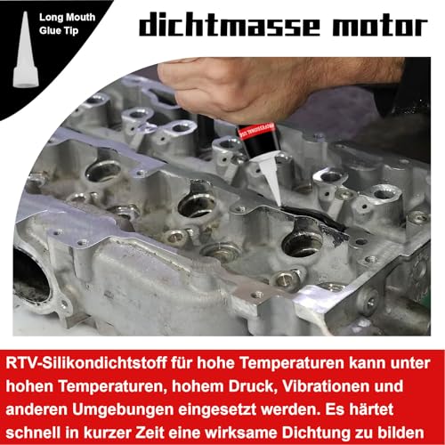 EIGTWEN Dichtmasse Motor, 85g Dichtmasse kfz Stoßfest und Auslaufsicher,Hochtemperaturbeständig… – Ansicht 2
