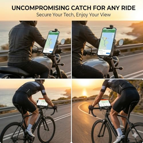 Image of Metal Mobile Holder for Bike and Scooty | Adjustable Phone Mount with Rock-Solid Grip | 360 Rotation Anti-Slip Design Universal Fit for Motorcycles & Scooters Black
