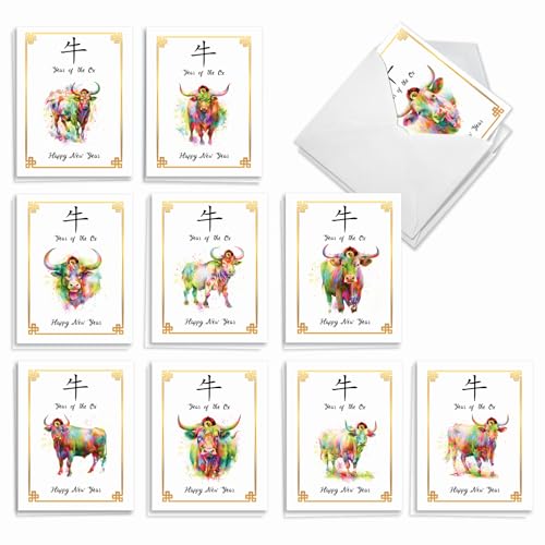 Cartes Nouvel An lunaire à offrir et à envoyer pour célébrer l'Année du Bœuf