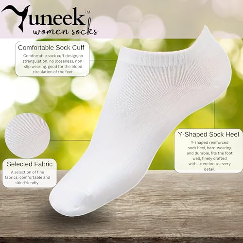 Image of Yuneek Women's Ankle Length Low Cut Cotton Socks Pack Of 3