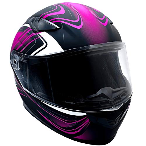 Typhoon Adult Full Face Motorcycle Helmet W/Drop Down Sun Shield Dot Certified - Same Day Shipping (Matte Pink, Large) #TOP1