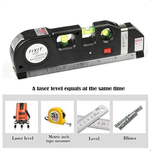 Nível A Laser Nivelador Cruz Com Trena Régua 3 Níveis Profissional Construção