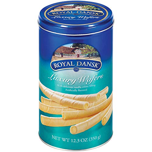 Royal Dansk Luxury Wafers Vanilla Creme Filled 12.3oz Canister