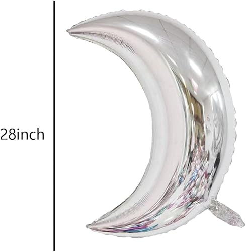 Miniatura 3 de 10 globos plateados de papel de aluminio con forma de estrella y luna para baby shower, Navidad, aniversario, compromiso, boda, fiesta de cumpleaños