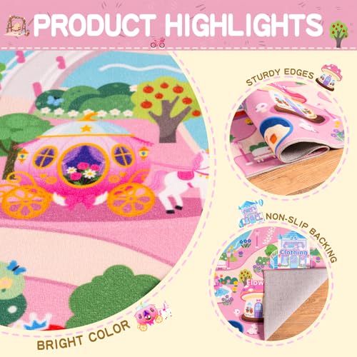 Tapete para niños rosa Castillo, ultra suave, 3x4ft miniatura 7