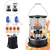 Petroleumofen für Innenräume, Tragbarer Petroleumheizung Petroleum Heizung, Mobile Petroliumheizer with 4 Ersatzkerne, Petroleumheizung for Camping im Freien Innenraum (Upgrade/4,5L Schwarz)