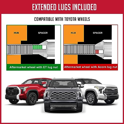 Wheel Accessories Parts 4 Pcs Wheel Spacers Adapters 6x5.50 6 on 139.7mm 2.00 Inch Thick M14x1.5 14x1.5 Thread Stud Fits Chevy/GMC Silverado Sierra 1500 2019+ Ram 1500 2022+ Toyota Tundra