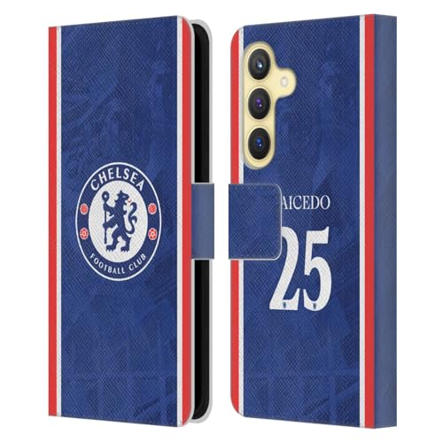 Housse en cuir premium Chelsea FC Caicedo pour Galaxy S24 5G : finitions soignées et élégantes