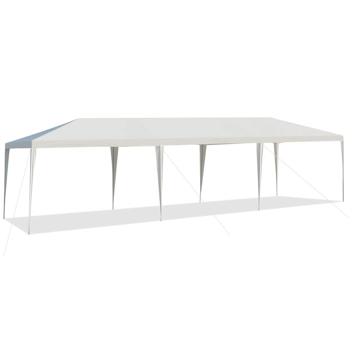 KOMFOTTEU Tenda da Giardino Pieghevole, 3 x 9 m, Impermeabile, Portatile, con Tubi Metallici e Connessione Forte, Gazebo con Corde e Picchetti per Feste, Eventi, Campeggio, Bianco