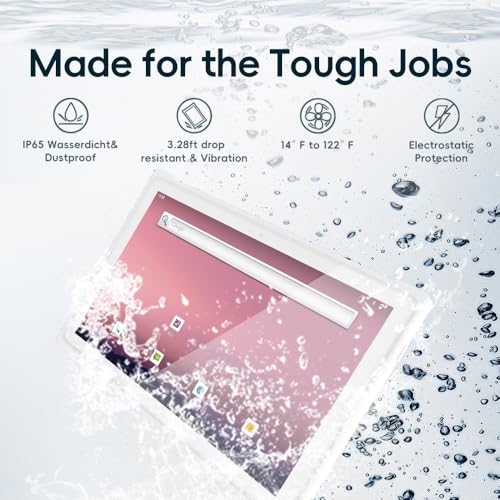 Image of S91A-2D Ultra Thin Rugged Tablet - 10.1 inch Octa-Core Lightweight Android 11 Tablets, 8 GB RAM+128GB ROM,Waterproof Rugged Tablet with 2D Barcode Scanner, NFC /4G / 5G / WiFi /GPS