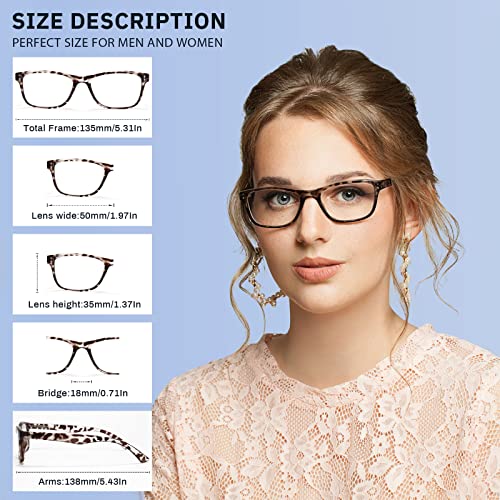 Image of Fetrrc Reading Glasses Blue Light Blocking Computer Readers for Women /Men, Anti Glare /Fatigue Clear Square Eyeglasses 5 Pairs