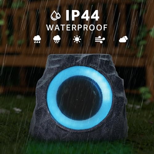 image for uuffoo 2-Pack Solar Powered Rock Speakers Outdoor Water-Resistant IP44