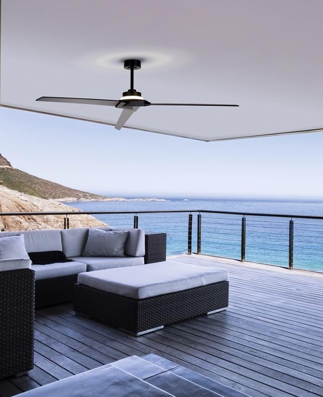 Ventilateur de plafond Brisa noir et bois avec éclairage LED 20W intégré