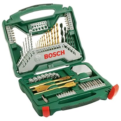 Foto di Bosch Home And Garden Accessories Set Trapano E Cacciavite In Titanio, Per Legno, Pietra E Metallo, Accessori Di Foratura, Verde, 70 Pezzi