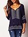 Floerns Women's Boho Casual Blouse Lace Up Embroidered Loose Tie-Neck Top