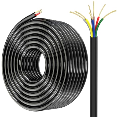 Lcrslitx 50FT 7 Way Trailer Wire 14 Gauge 7 Conductor Wiring Harness 30% CCA Copper Clad Aluminum Trailer Cable for RV Camper Utility Trailer DOT Approved