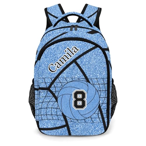 Blue Volleyball Large Capacity Shoulders Bag Daypacks for College Travel Work Hiking