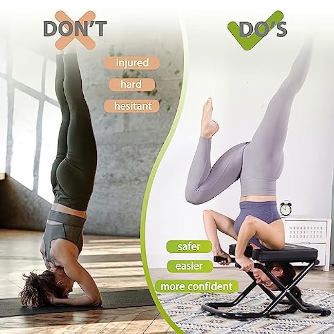 BODY RHYTHM Foldable Yoga Headstand Bench, Yoga Inversion Chair, Headstand Trainer for Relieve Stress, Improve Sleep & Digestion and Strength Training, Ideal for Home Workout, Fitness and Gym