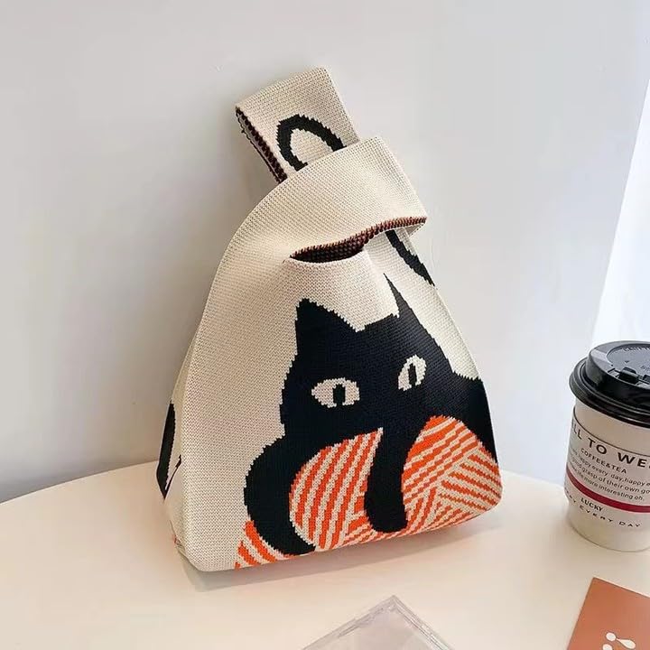 Image of Komociya Cute Wrist Bag for Women Trendy Knit Handbag Small Purse for Mom Girlfriend Birthday Christmas Valentines