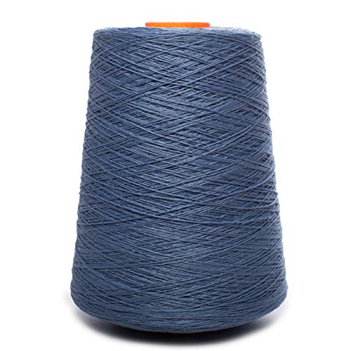 Lusie's Linen Yarn - 100% Linen - 1.15 Lb (18Oz) Cone - Grayish Blue - For Weaving, Crocheting, Knitting, Embroidery (4-Ply) #TOP16