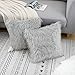 WLNUI Set of 2 Light Grey Christmas Decorative Pillow Covers New Luxury Series Merino Style Faux Fur Fluffy Throw Pillow Covers Fuzzy Cushion Case for Sofa Bedroom Living Room Home Decor 18x18 Inch