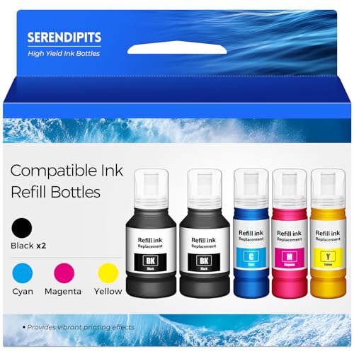 Comptible for EPT542 Ink Refill Bottles ET-5150 ET-5170 ET-5180 ET-5850 ET-16600 Replacement for EPT542 Ink ET-5800 ET-16650 ET-5880 ET5850 ET5150 ET5170 ET5180 5850 5800 Printer 5 PACK (2BK C M Y)
