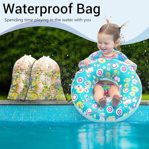 Image of Gymnastics Grip Bag Colorful Flower Cat Small Pouch String Gym Athlete Bag