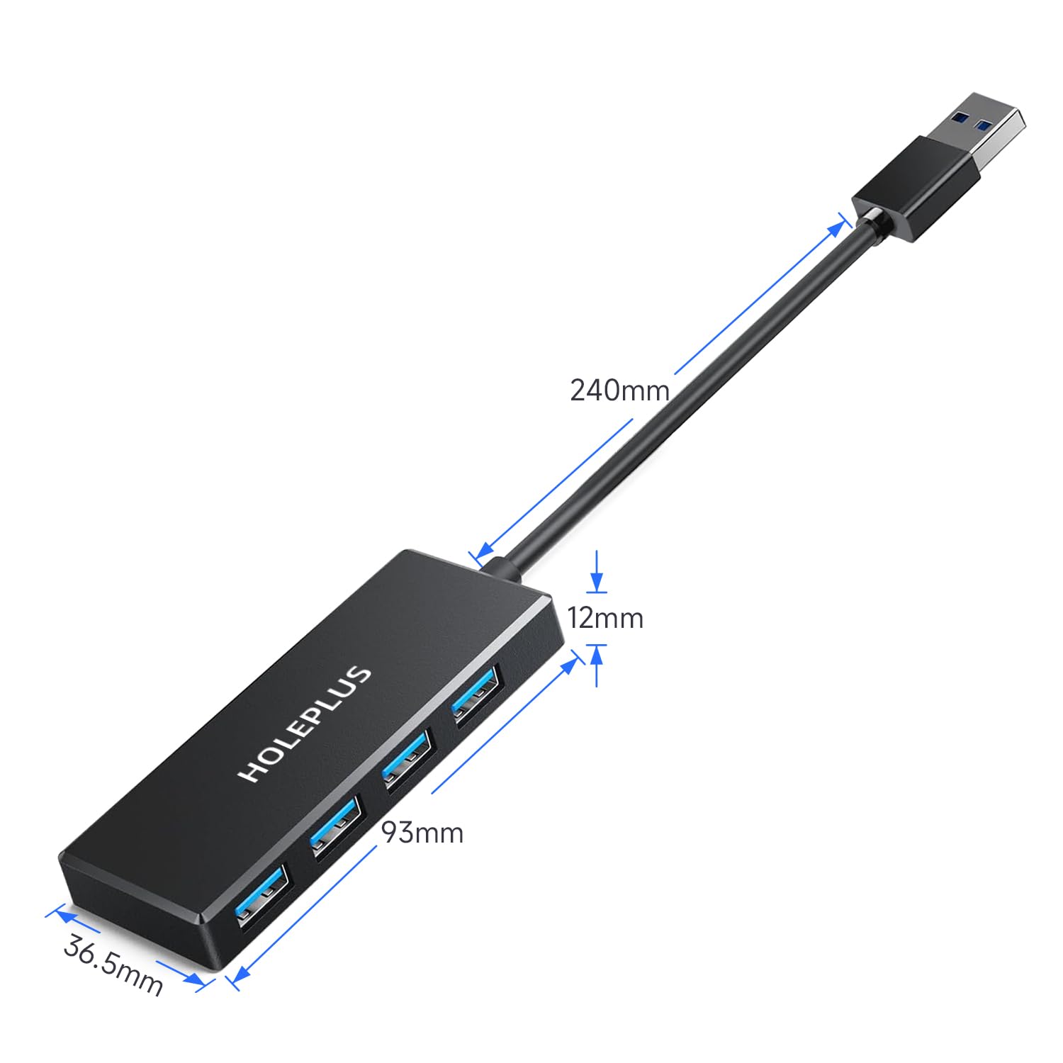 4-portowy koncentrator USB 3.0, ultracienki koncentrator danych USB, do MacBooka, Mac Pro, Mac Mini, iMac, Surface Pro, XPS, PC, pendrive, mobilnego dysku twardego (U1 0,2 m)