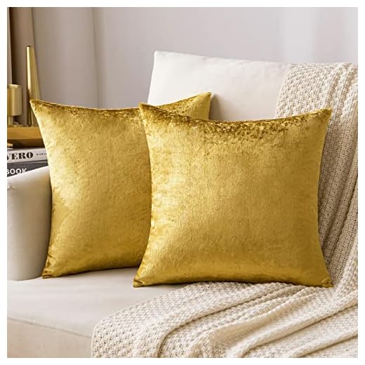MIULEE Velvet Throw Pillow Covers 18x18 Inch, Pack of 2 - Golden, Super Soft Decorative Square Cushion Cases Modern Luxury Home Decor for Sofa, Couch, Bed, Chair
