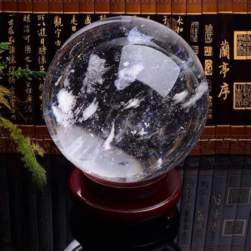 Quartz clair en sphère transparente de 6cm avec support pour objet déco maison
