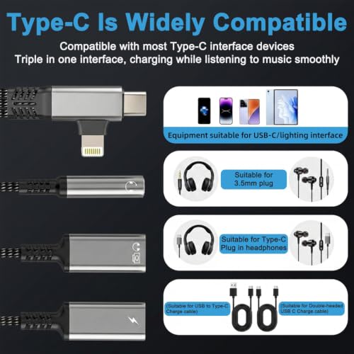 Image of Verilux Multi USB C Splitter 1 in 2 Out Adapter with Audio, Charging, Data