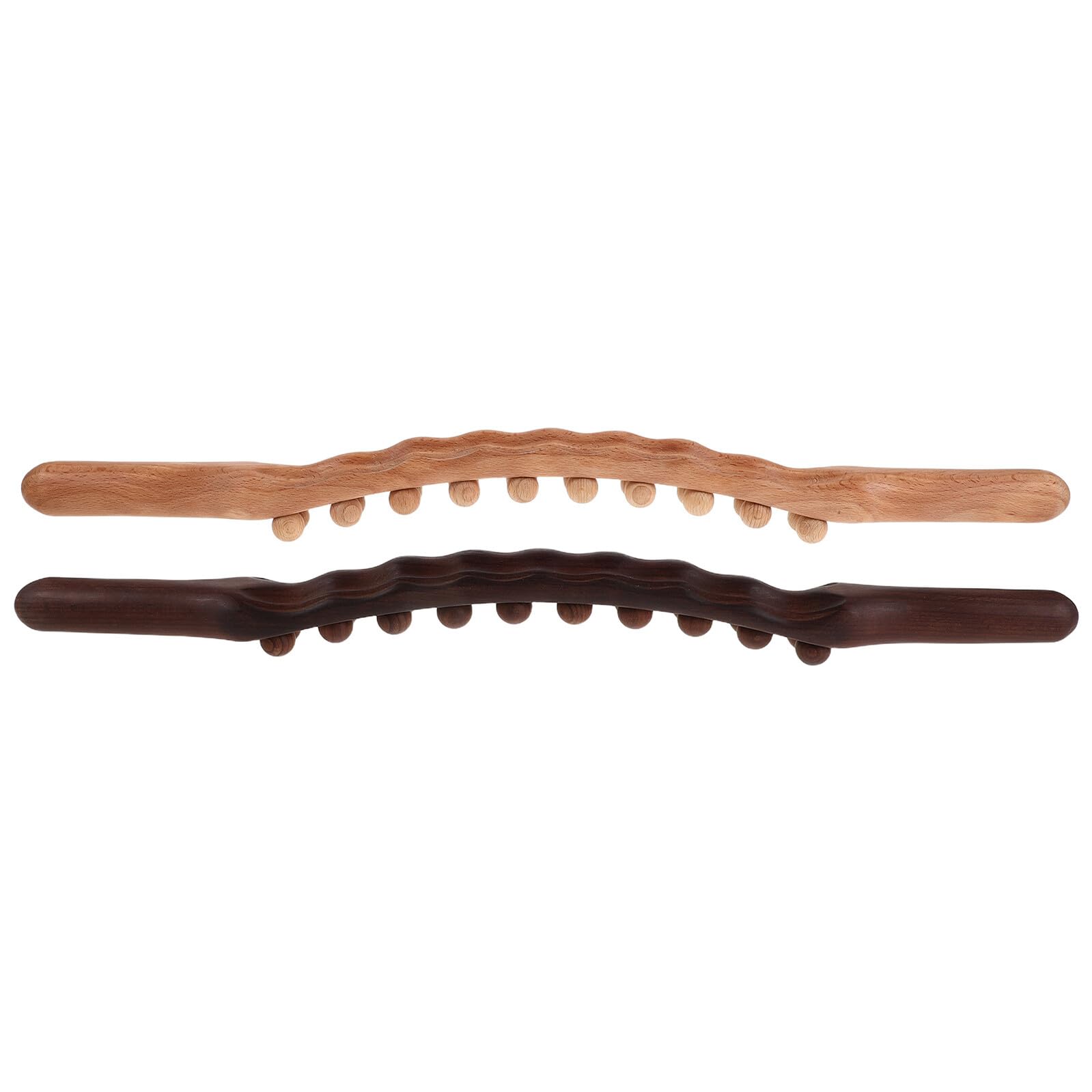 GARVALON 2 Stück-pack Karbonisierter Massageroller Holz Mit Doppelreihigen Kugeln Für Rücken Schulter Beine Manueller Gua Sha Stab Zur Muskelentspannung Heim Spa Salon Massagegerät